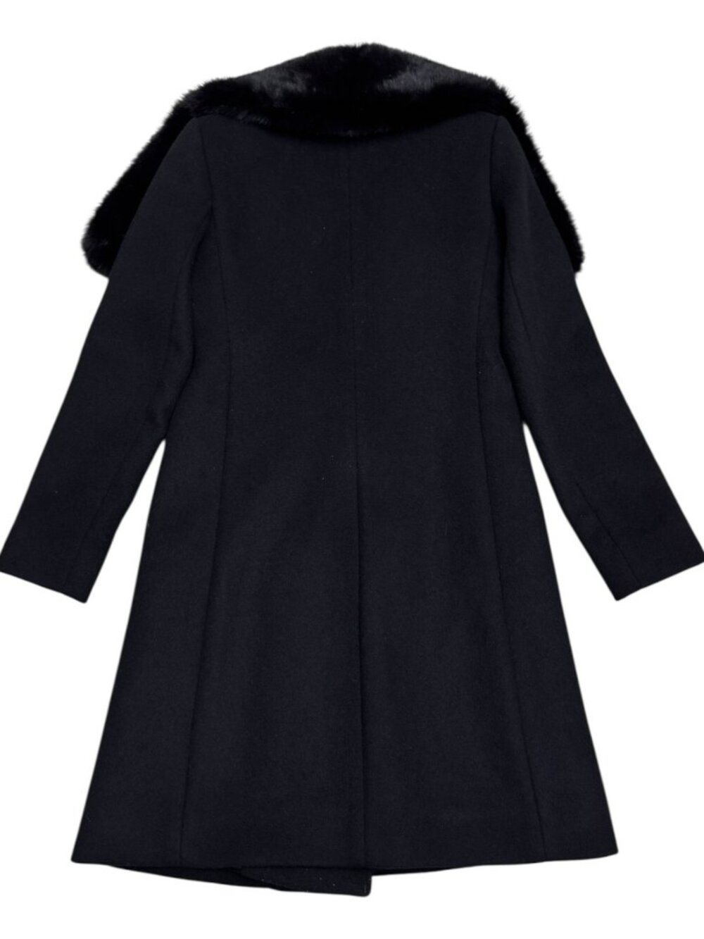 CLUB MONACO Faux Fur WOOL Luxury Designer Winter Business Pea Coat Womens XS - Picture 3 of 7